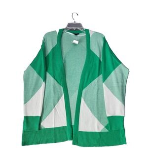 NWT TORRID Women's Green Argyle Cardigan Sweater Lightweight Open Front Size 1X